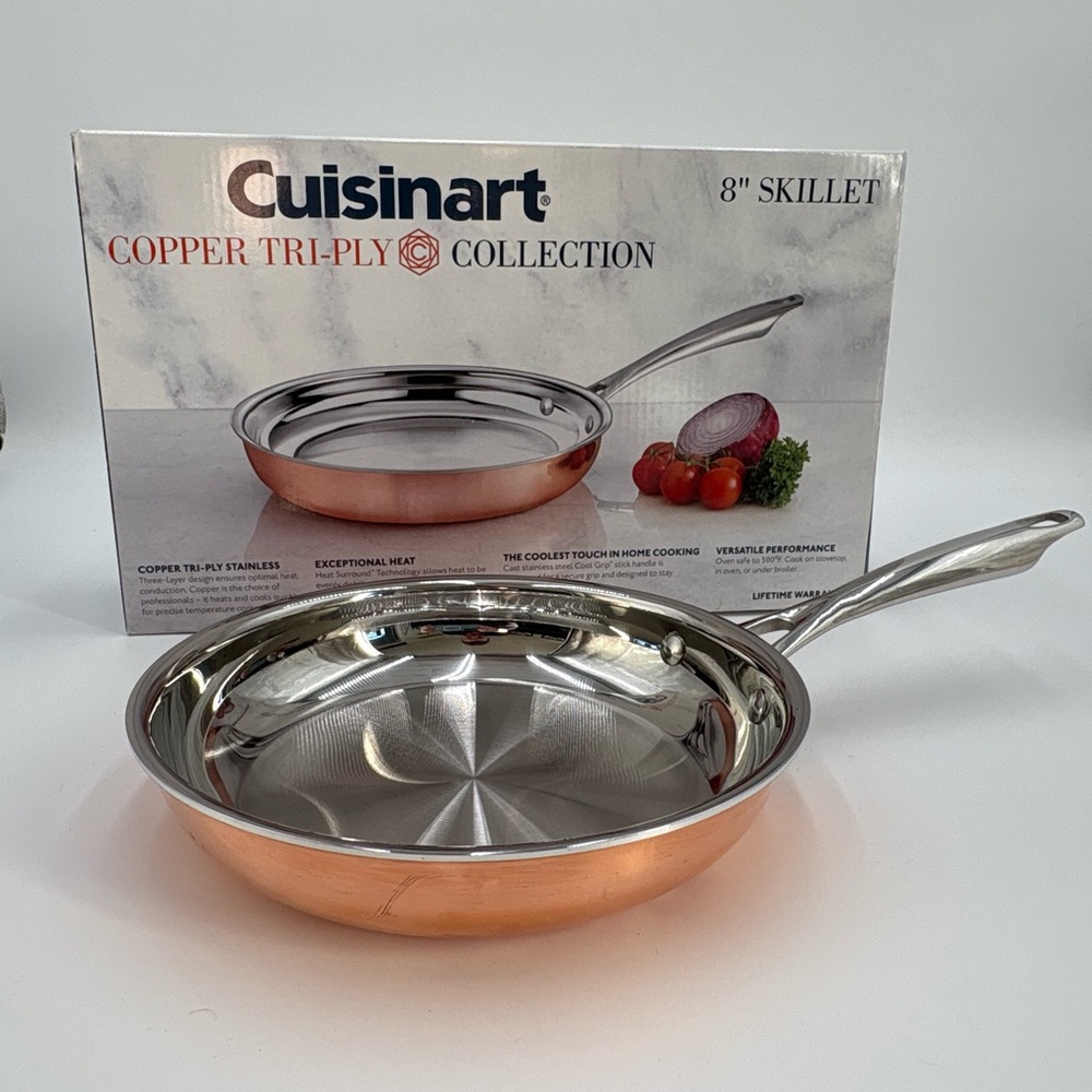 Cuisinart 8 Inch Copper Tri Ply Frying Pan Skillet Stainless Cookware